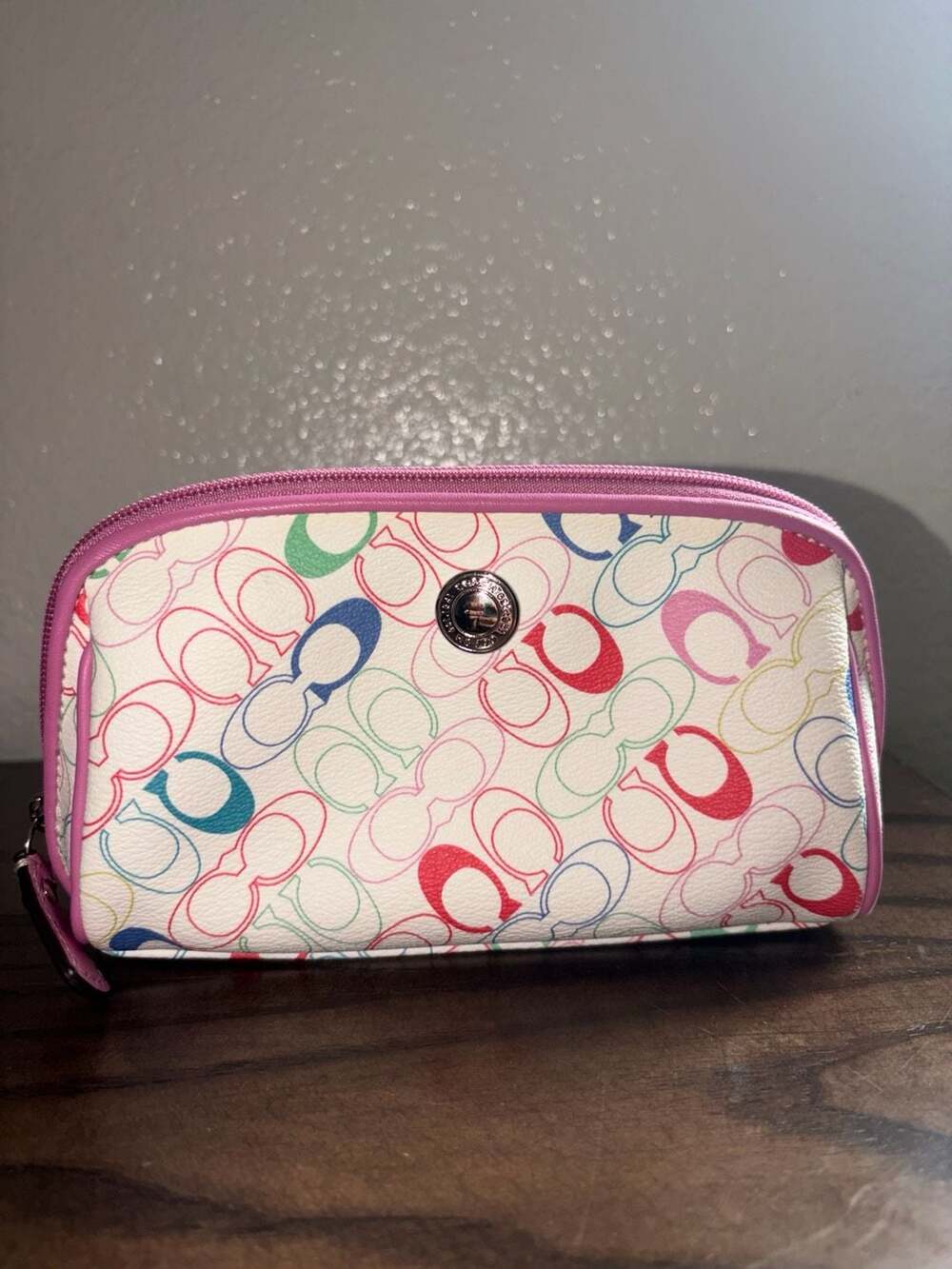Coach Multi-Color Monogram Logo Cosmetic Makeup Pouch